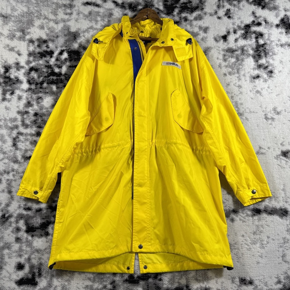 Polo Sport Ralph Slicker Lauren Jacket Mens Size Small Yellow Pockets Hooded‎